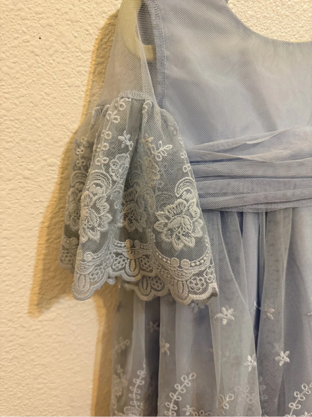 Girls Powder Blue Lace & Tulle Formal Dress party holidays floral design